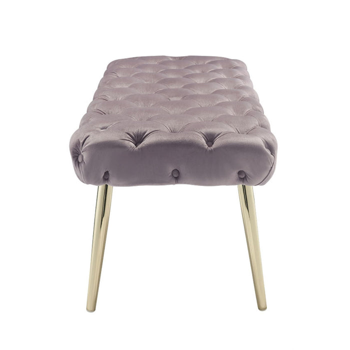 Upholstered Velvet Bench - Gold / Lilac