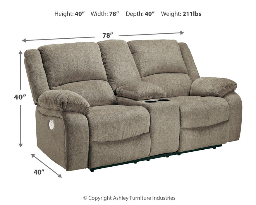 Draycoll - Pewter - Dbl Rec Pwr Loveseat W/Console - Simple Home Plus