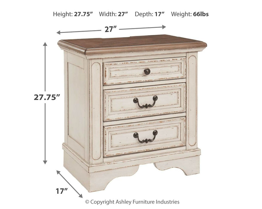 Realyn - White / Brown / Beige - Three Drawer Night Stand - Simple Home Plus