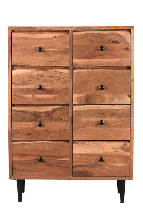 Solid Wood Eight Drawer Chest - Brown