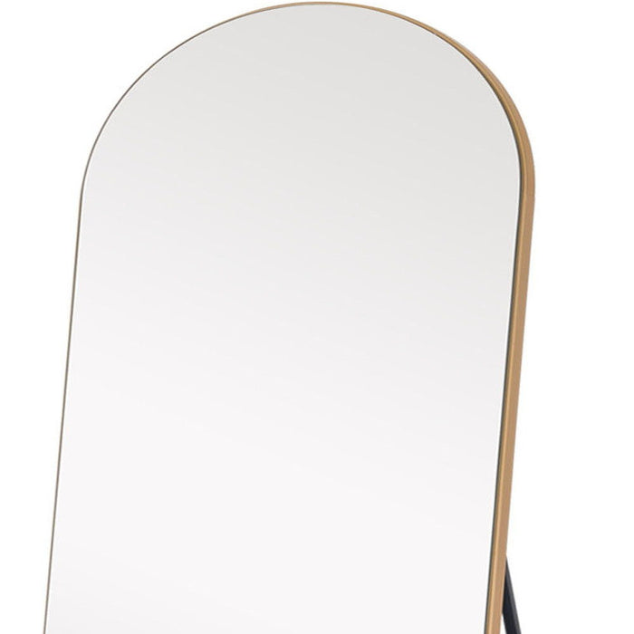 Petite Arched Wooden Mirror - Gold