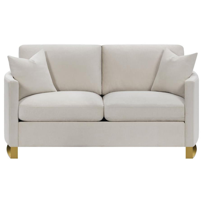 Corliss - Upholstered Arched Arms Loveseat - Beige - Simple Home Plus