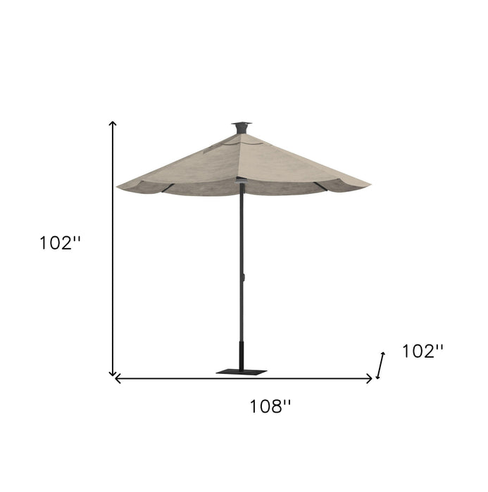 Sunbrella Octagonal Lighted Market Patio Umbrella With Usb And Solar - Gray