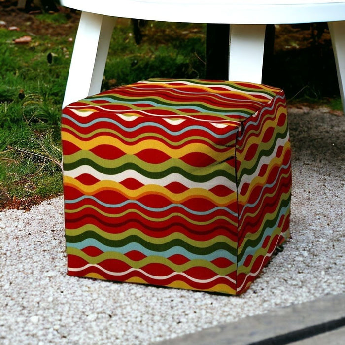 Polyester Cube Indoor Outdoor Pouf Cover - Red