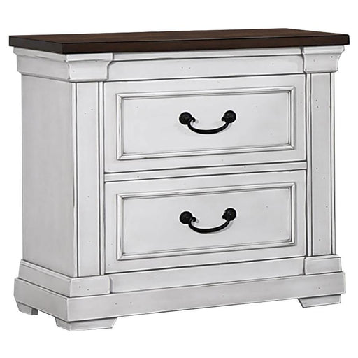 Hillcrest - 2-Drawer Nightstand - Dark Rum And White - Simple Home Plus