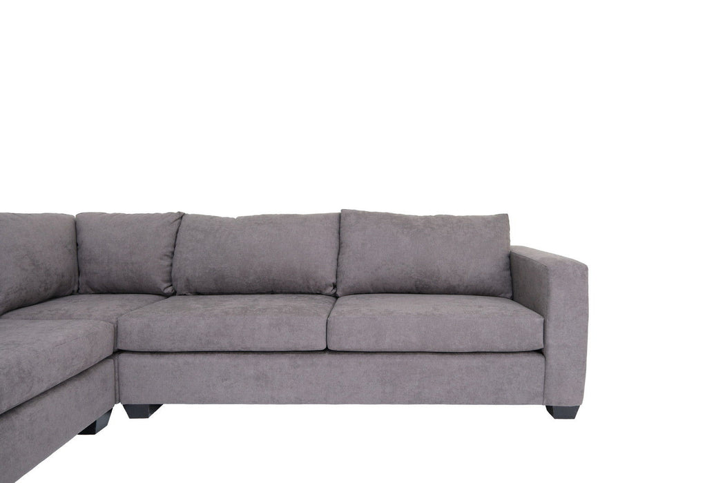 Polyester Blend L Shaped Three Piece Corner Sectional - Gray