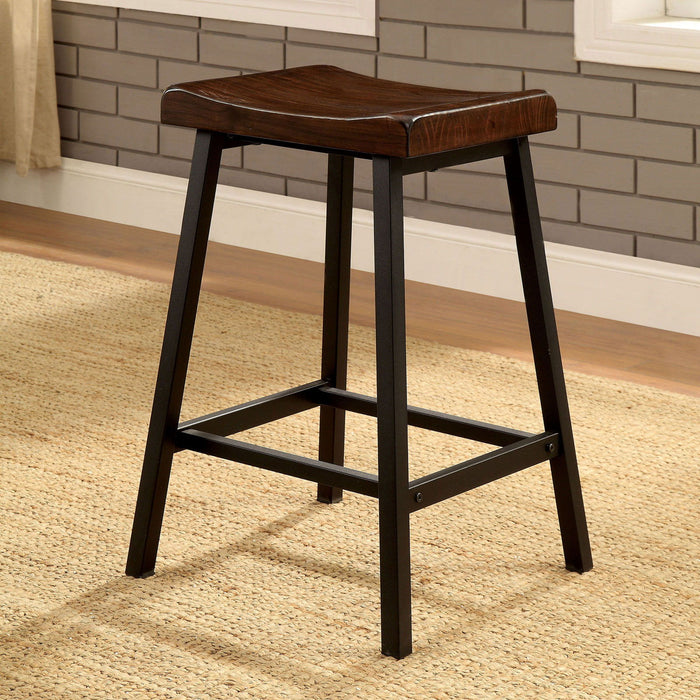 Lainey - Counter Height Stool (Set of 2) - Medium Weathered Oak / Black - Simple Home Plus