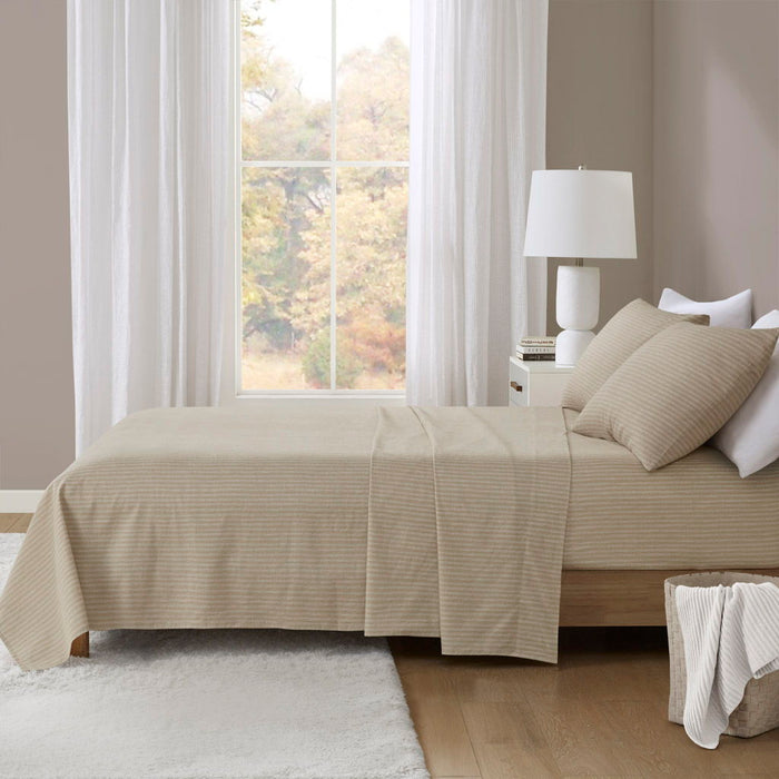 Oversized Cotton Flannel - 4 Piece Sheet Set - Beige