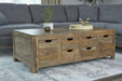 Esther - 6-Drawer Storage Coffee Table - Natural Sheesham - Simple Home Plus