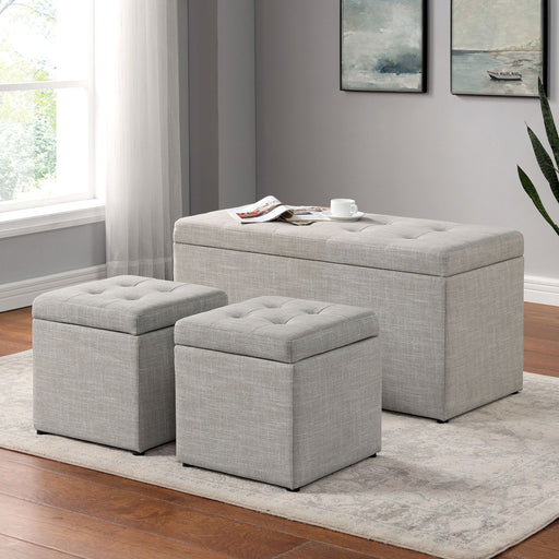 Daryn - Storage Bench With Ottoman - Beige - Simple Home Plus