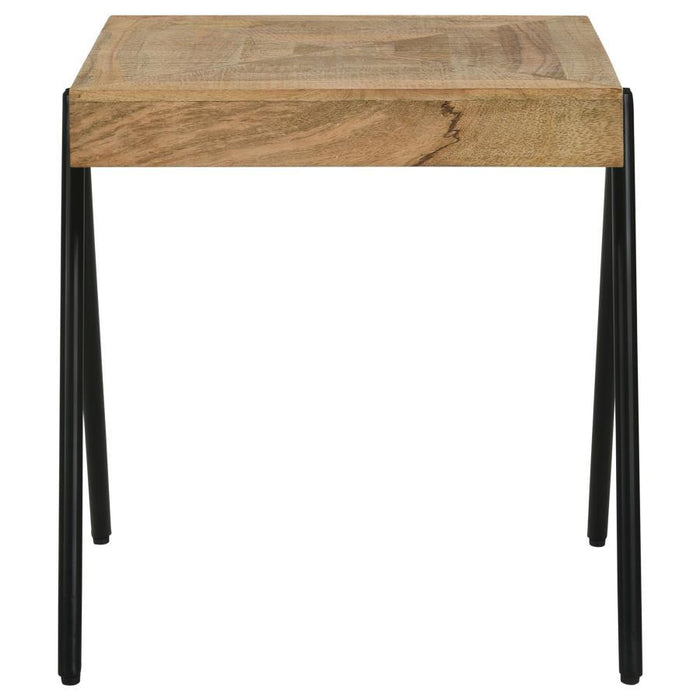 Avery - Square End Table With Metal Legs - Natural And Black - Simple Home Plus