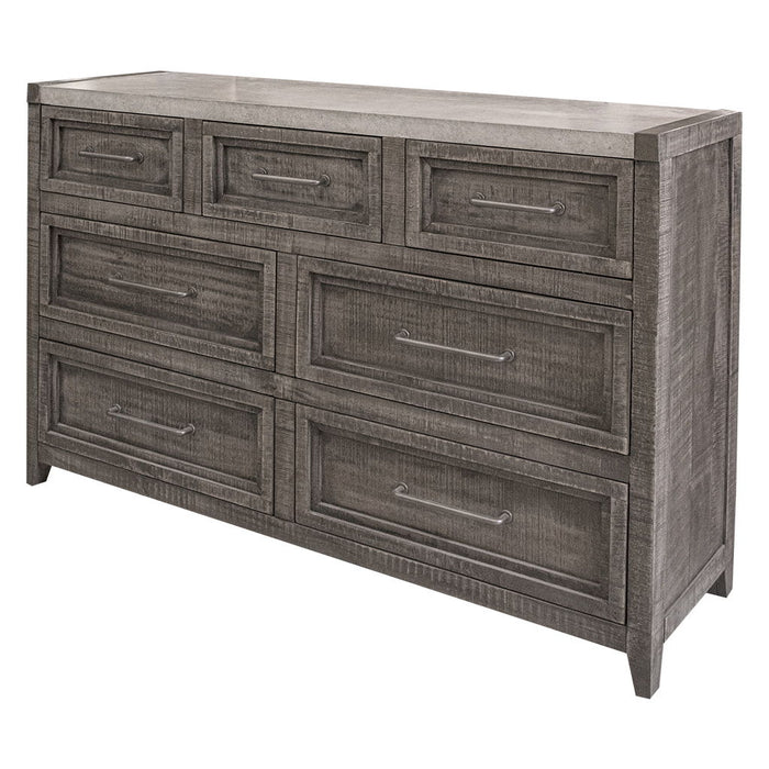 Solid Wood Seven Drawer Triple Dresser - Gray