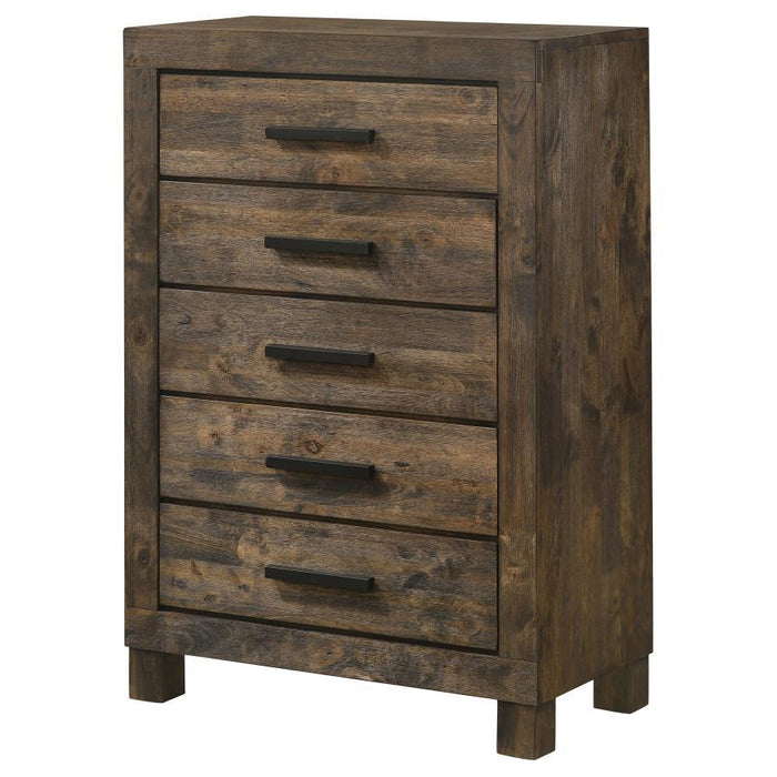 Woodmont - 5-Drawer Chest - Rustic Golden Brown - Simple Home Plus