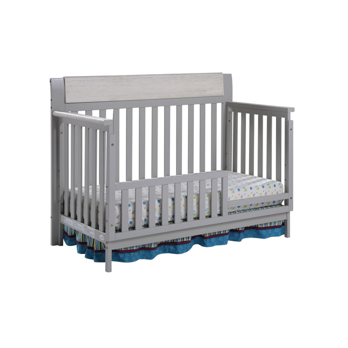 Solid And Manufactured Wood Standard Four In One Convertible Crib - Gray