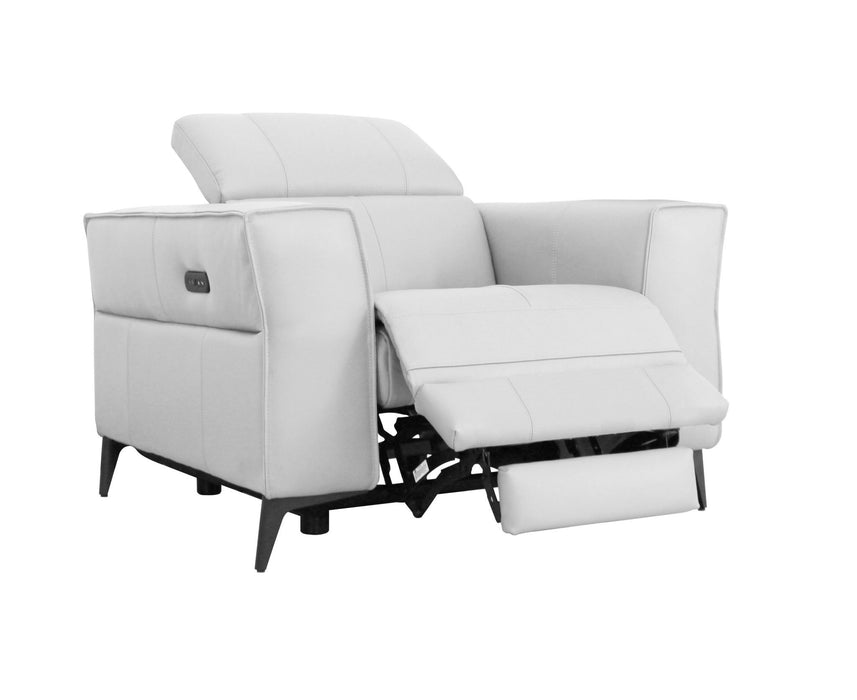 Genuine Leather Power Recliner - White