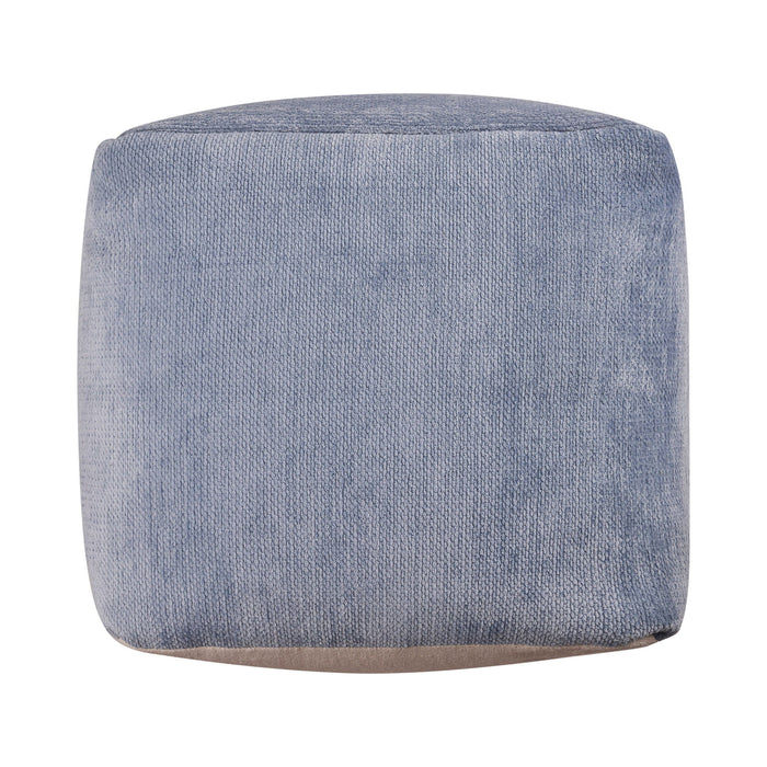 Chenille Cube Pouf Ottoman - Blue