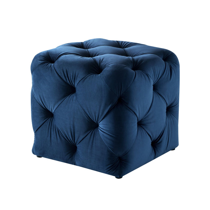 Velvet Cube Ottoman - Navy Blue