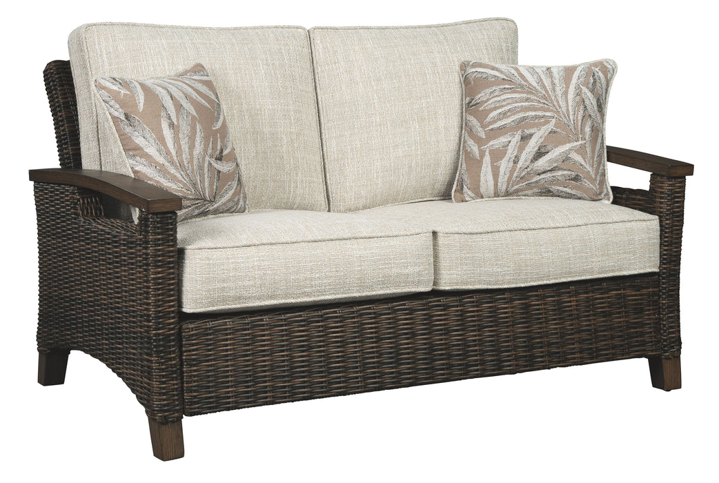 Paradise - Medium Brown - Loveseat W/Cushion - Simple Home Plus