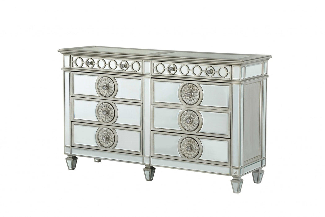 Solid Wood 6 Drawer Double Dresser - Gray