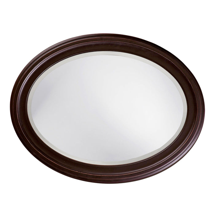 Oval Mirror With Wooden Grooves Frame - Oil Rubbed Bronze