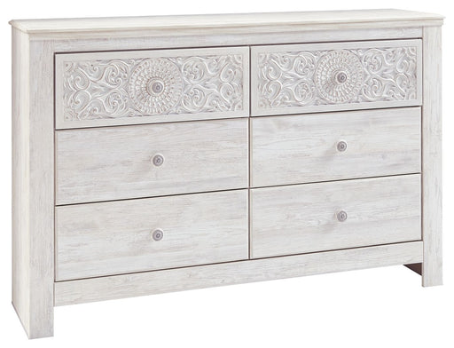Paxberry - Whitewash - Six Drawer Dresser - Medallion Drawer Pulls - Simple Home Plus