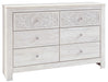 Paxberry - Whitewash - Six Drawer Dresser - Medallion Drawer Pulls - Simple Home Plus