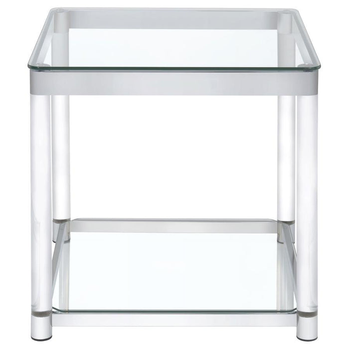 Anne - End Table With Lower Shelf - Chrome And Clear - Simple Home Plus