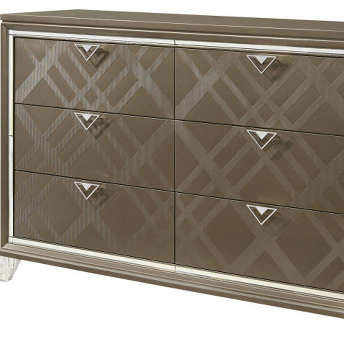 Solid Wood Six Drawer Double Dresser - Champagne