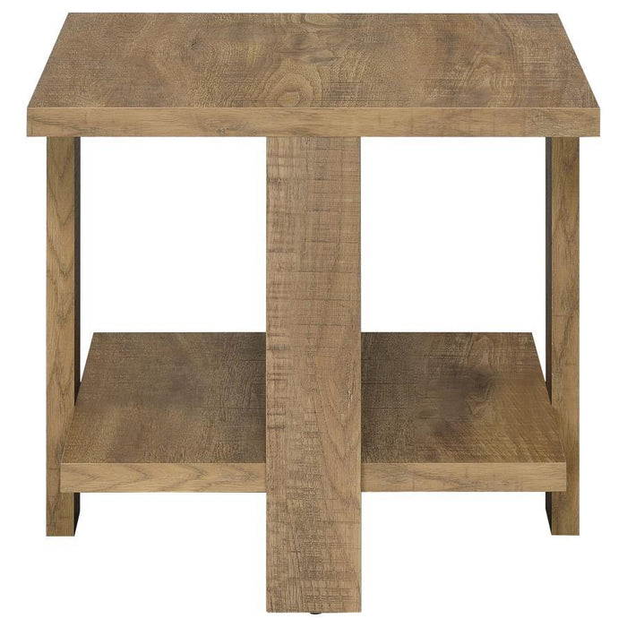 Dawn - Square Engineered Wood End Table With Shelf - Mango - Simple Home Plus