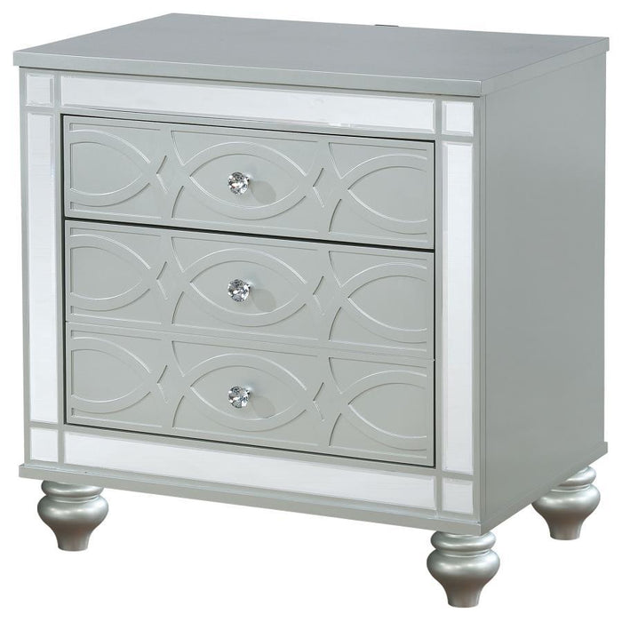 Gunnison - 2-Drawer Nightstand - Silver Metallic - Simple Home Plus