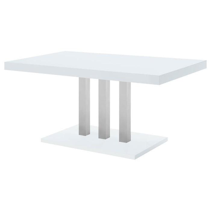 Brooklyn - Rectangular Dining Table - White High Gloss And Chrome - Simple Home Plus