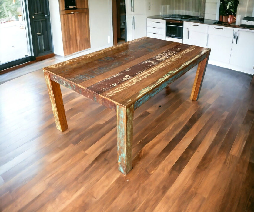 Patina Distressed Solid Wood Rectangular Dining Table - Brown