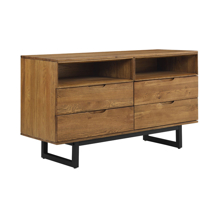 Solid Wood Four Drawer Double Dresser - Brown