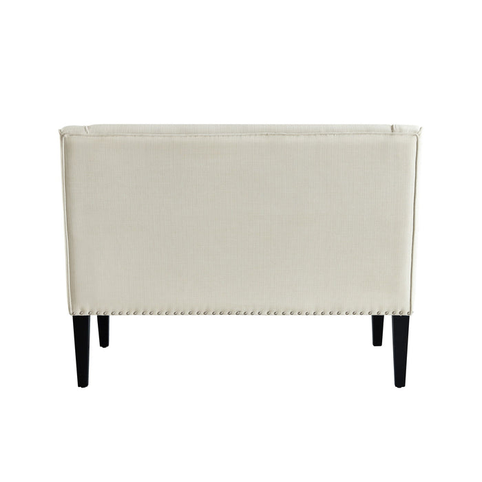 Upholstered Linen Bench - Cream / Black