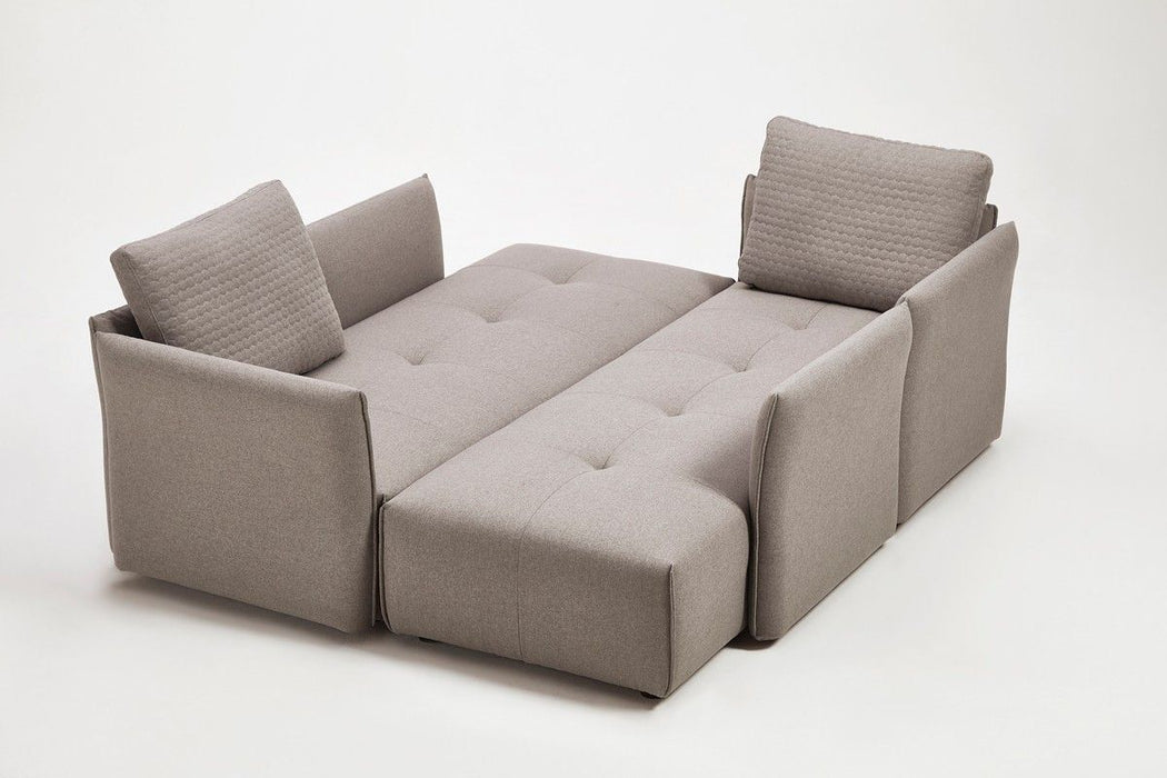 Polyester Modular L Shaped Two Piece Sofa And Chaise Sectional And Toss Pillows - Light Gray