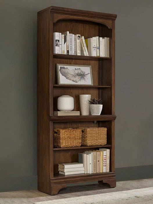 Hartshill - 5-Shelf Bookcase - Burnished Oak - Simple Home Plus