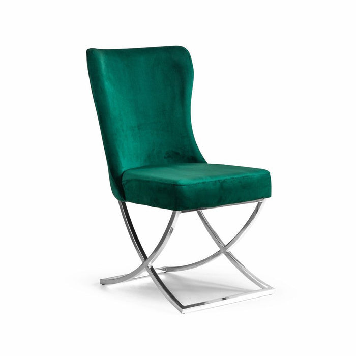 Upholstered Microfiber Dining Chairs (Set of 2) - Tufted Green and Chrome