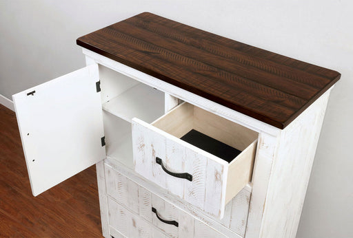 Alyson - Chest - Distressed White / Walnut - Simple Home Plus