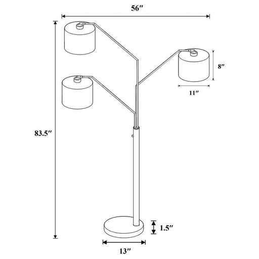 Jirou - Trio Drum Shade Floor Lamp - Stain Nickel - Simple Home Plus