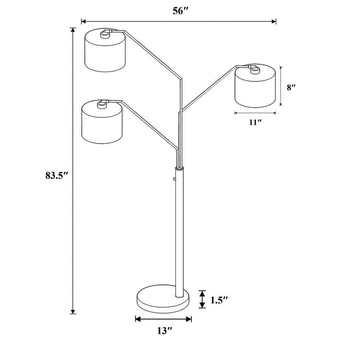 Jirou - Trio Drum Shade Floor Lamp - Stain Nickel - Simple Home Plus