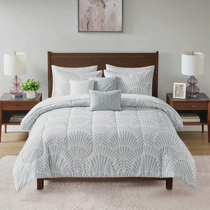 Conway - 10 Piece Comforter Set With Bed Sheets - Gray