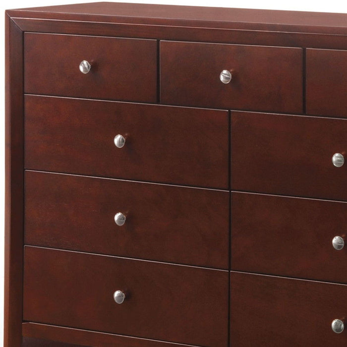 Solid Wood Nine Drawer Triple Dresser - Brown