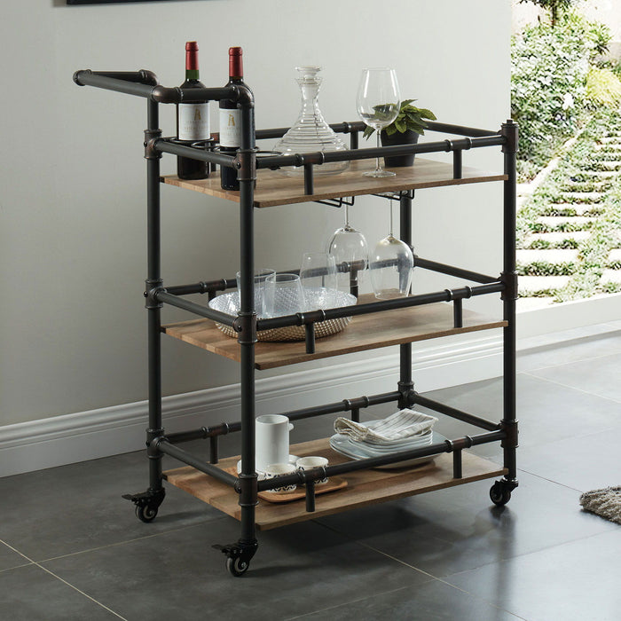 Aylmer - Serving Cart - Antique Black / Oak - Simple Home Plus