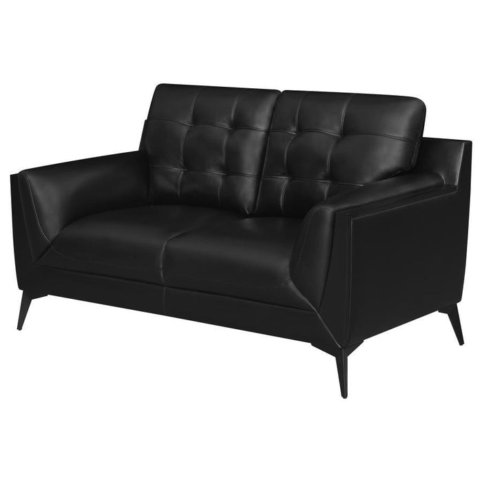 Moira - Upholstered Tufted Loveseat With Track Arms - Black - Simple Home Plus