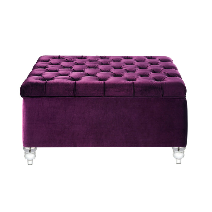 Velvet Tufted Storage - Purple / Clear