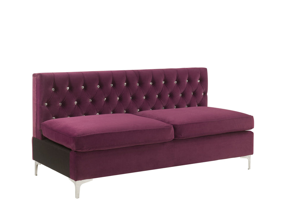 Velvet Sofa And Toss Pillows With Silver Legs - Burgundy