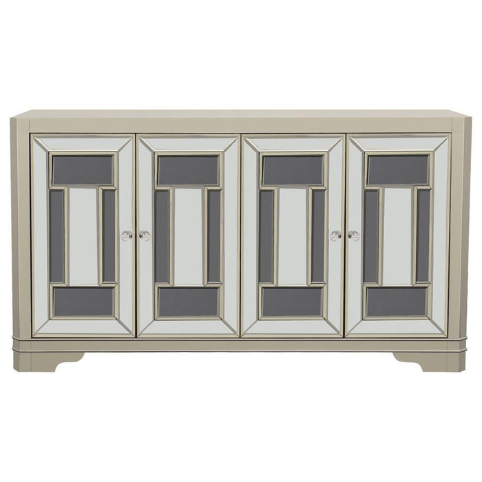 Toula - 4-Door Accent Cabinet - Smoke And Champagne - Simple Home Plus