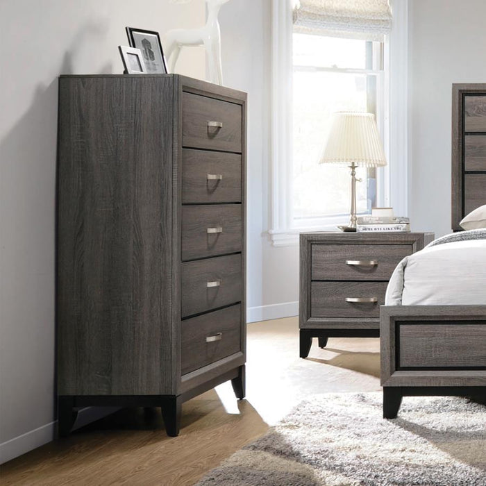 Watson - 5-Drawer Chest - Gray Oak And Black - Simple Home Plus