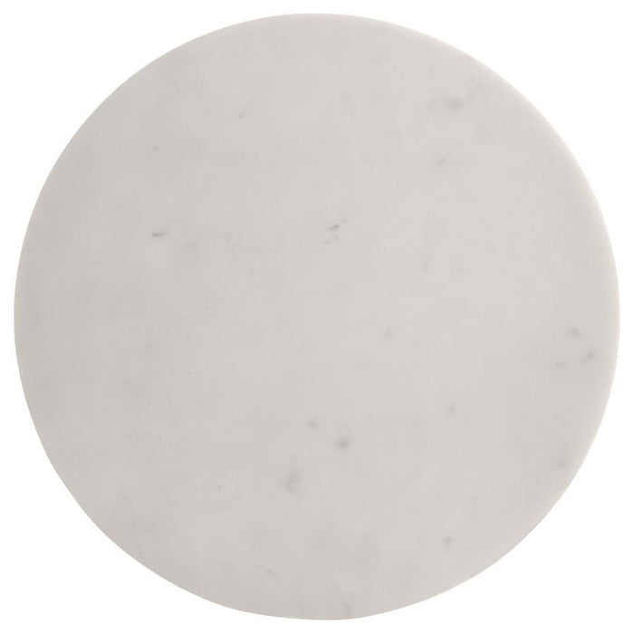 Colette - Round Marble Top Side Table - White And Dark Gray - Simple Home Plus