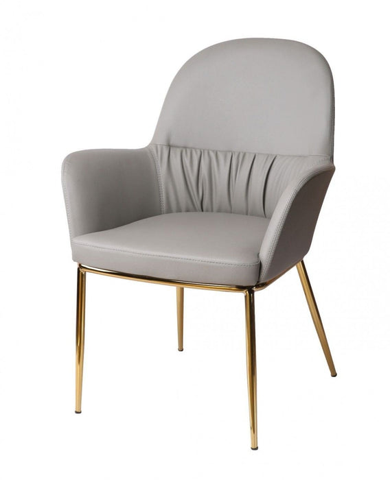 Mod Faux Leather And Gold Accent Chair - Gray